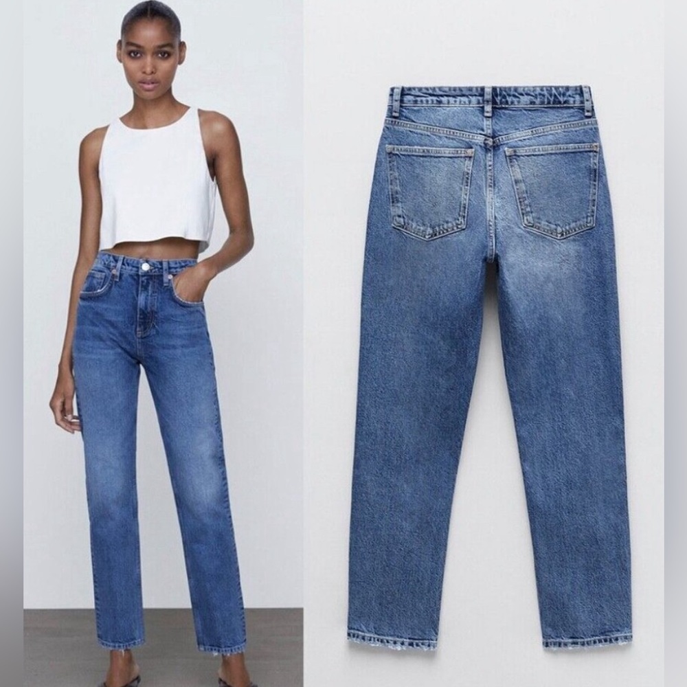 Zara slim high rise jean dark wash